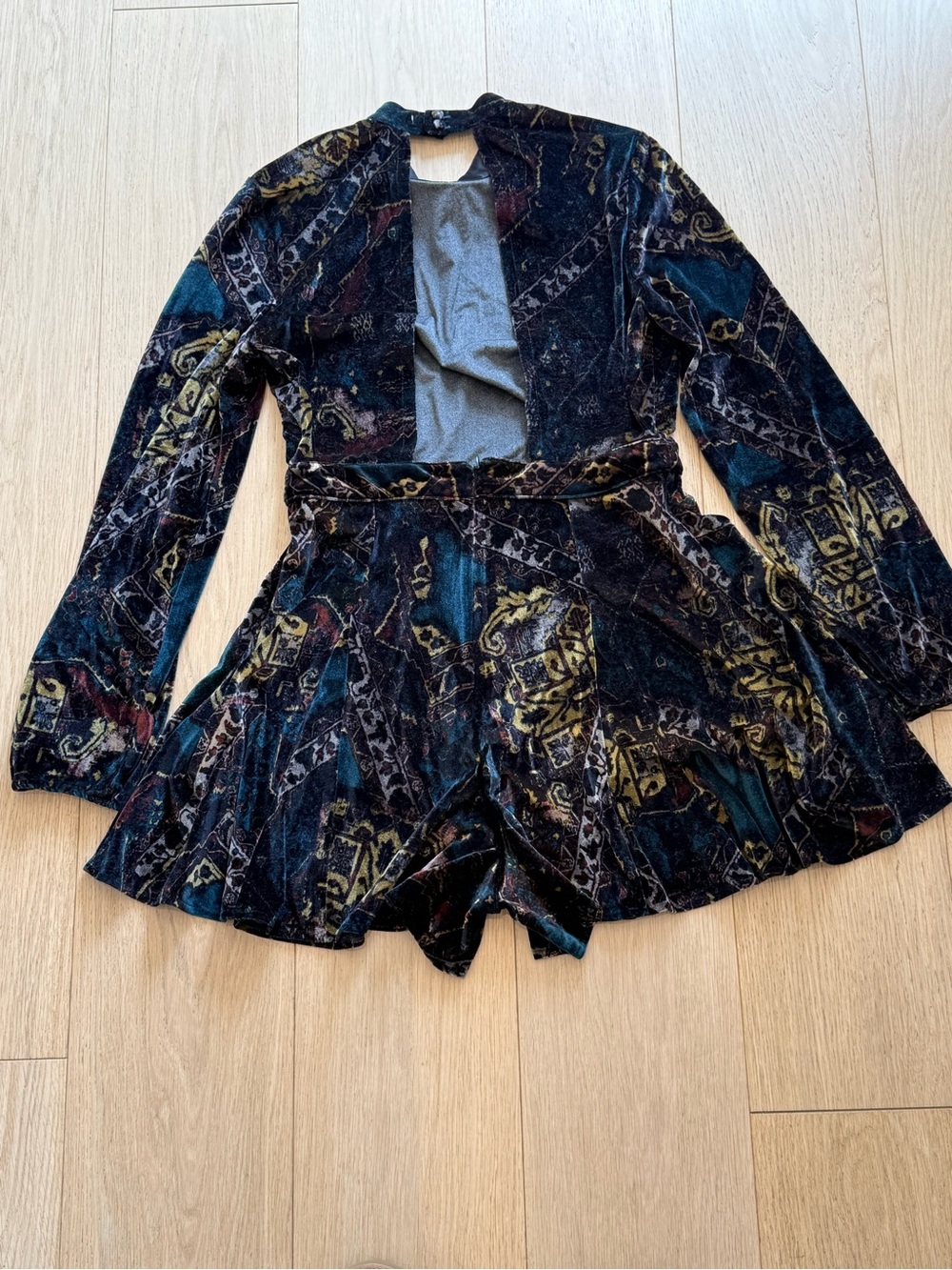 FREE PEOPLE Velvet Open Back Romper | Boho Luxe Feminine Bohemian Designer - Picture 7 of 10
